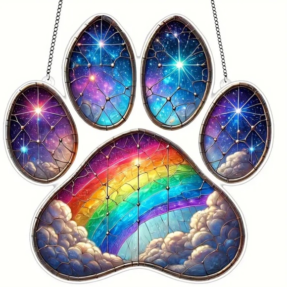🎉Host Pick🎉 NEW! 8” Pet Rainbow Bridge Memorial Paw Print Sun Catcher! - Picture 1 of 3